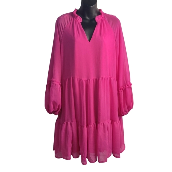 Vince Camuto Women's Pink Long Puffy Sleeve Dress Size Small NWT - Picture 3 of 12